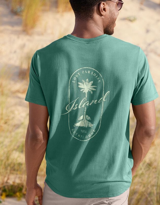 T-shirt met geplaatste print voor en achter, groen, hi-res