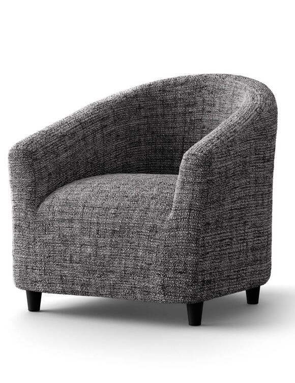Housse microfibre bi-extensible effet faux uni spéciale fauteuil cabriolet (gris anthracite)