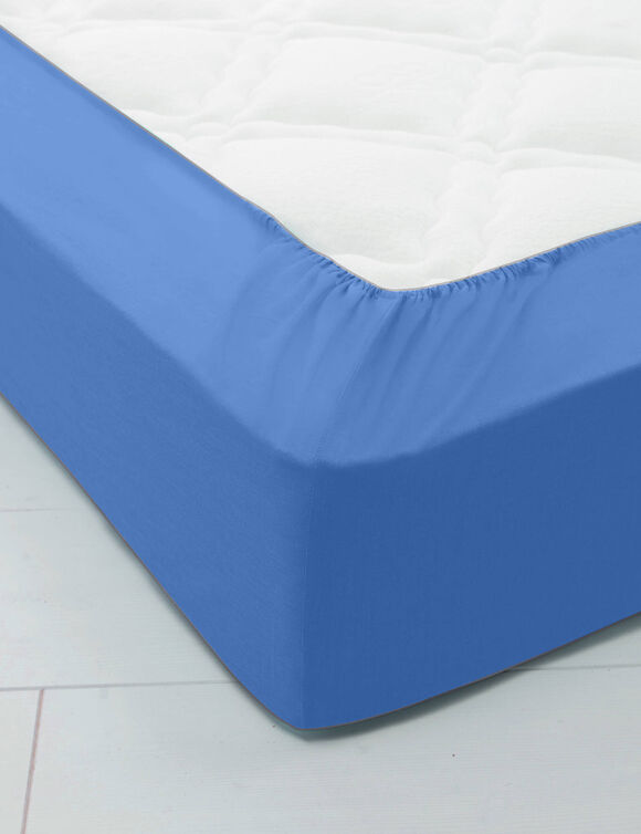 Effen hoeslaken in katoen, diepe hoeken van 40 cm (oceaanblauw)