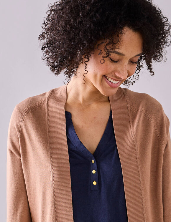 Gilet porter ouvert, manches longues (caramel)