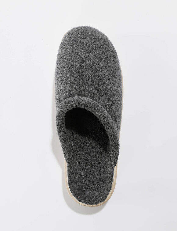 Chaussons mules compensées éponge largeur confort (gris)