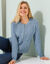Vest met rits in patenttricot met mohairtouch (chiné blauw)