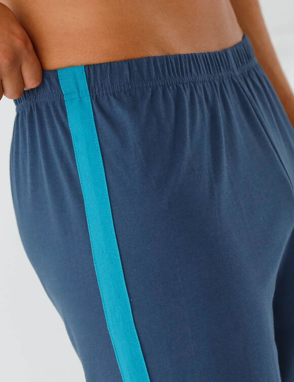 Effen pyjamashort met contrasterende baan (marine / turkoois)