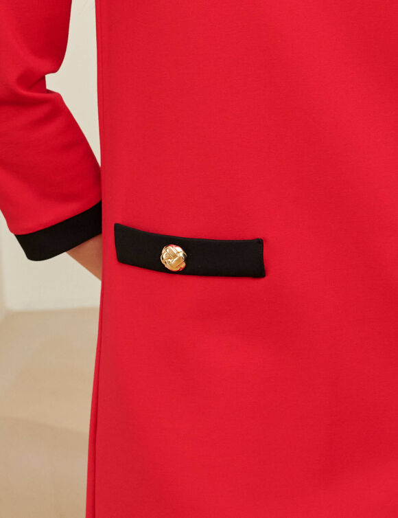 Robe bicolore, maille milano (rouge / noir)