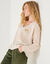 Loose trui met V-hals en geborduurde hartjes, patenttricot (ecru)
