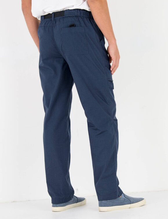 Pantalon 3/4 &eacute;lastiqu&eacute; + ceinture assortie (bleu marine)