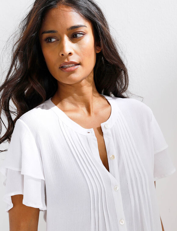 Chemisier manches courtes papillon, cr&eacute;pon (&eacute;cru)