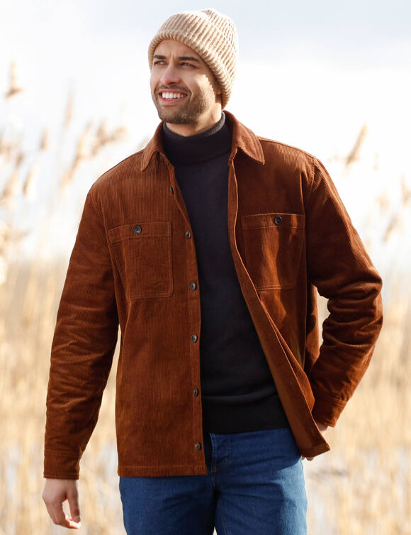 Surchemise boutonnée velours côtelé (caramel)