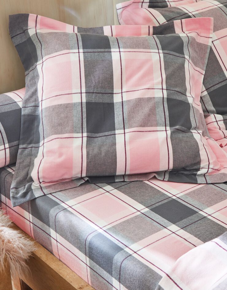 Linge de lit Scott flanelle tissé teint (rose)