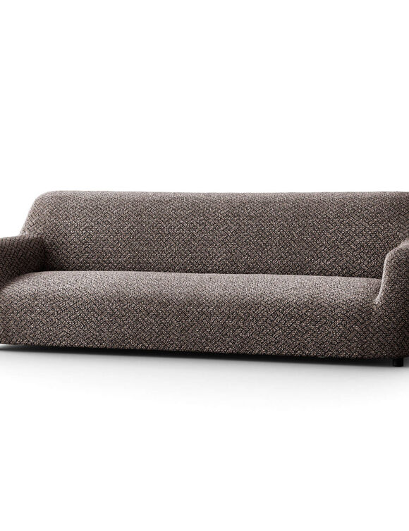 Housse bi-extensible microfibre gaufrée graphique pour fauteuil et canapé (chocolat)