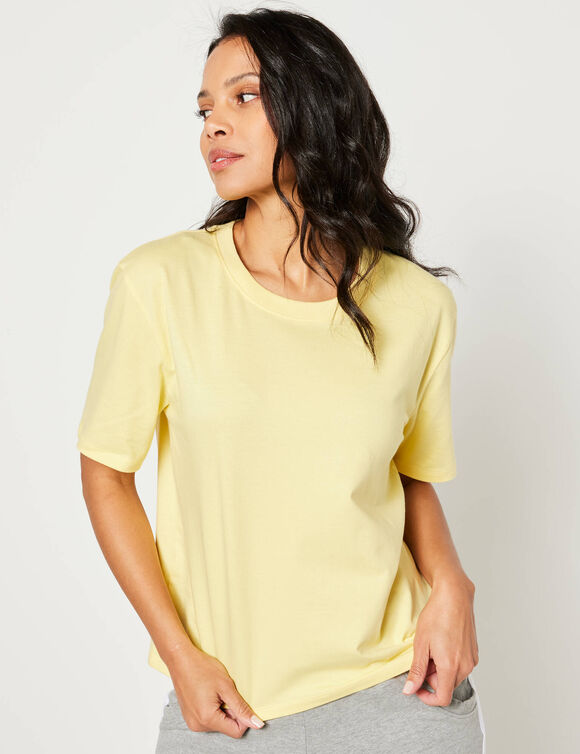 T-shirt boîte manches coudes (jaune pâle)