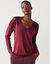 T-shirt col V manches longues dentelle (bordeaux)