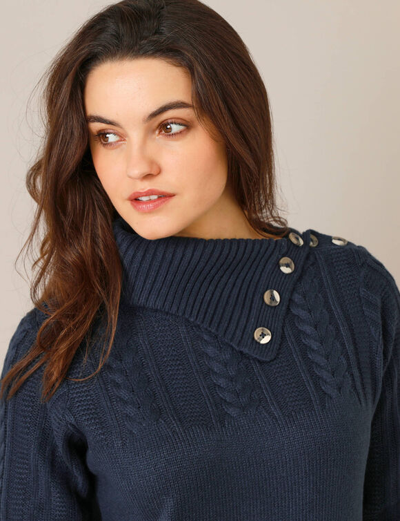 Robe pull maille torsadée (marine)