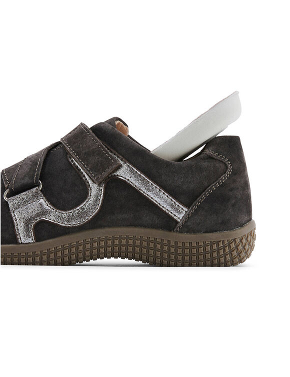 Derbies met klittenband, van leer, brede breedte van de pasvorm (chocolade)