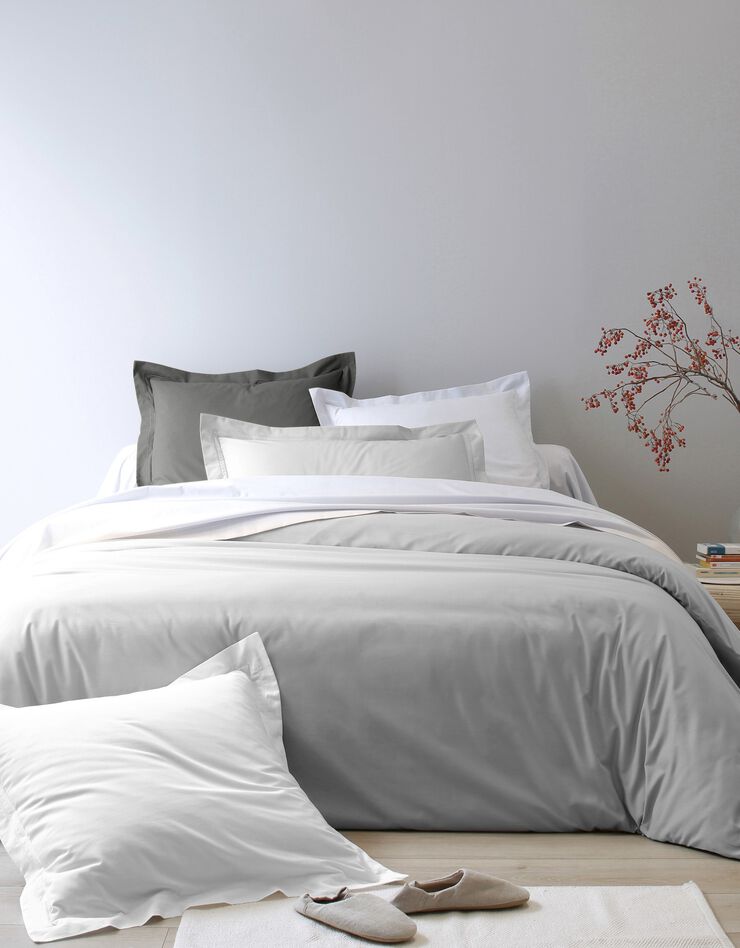 Linge de lit uni percale (gris perle)