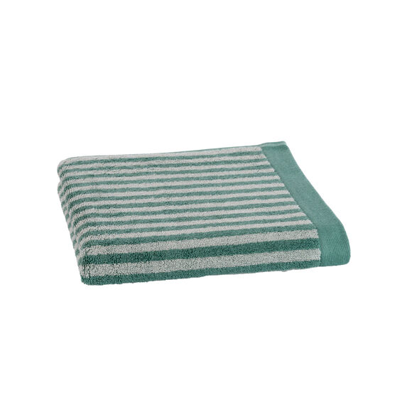 Serviette éponge coton fine rayure 500 g/m² (bleu / blanc)