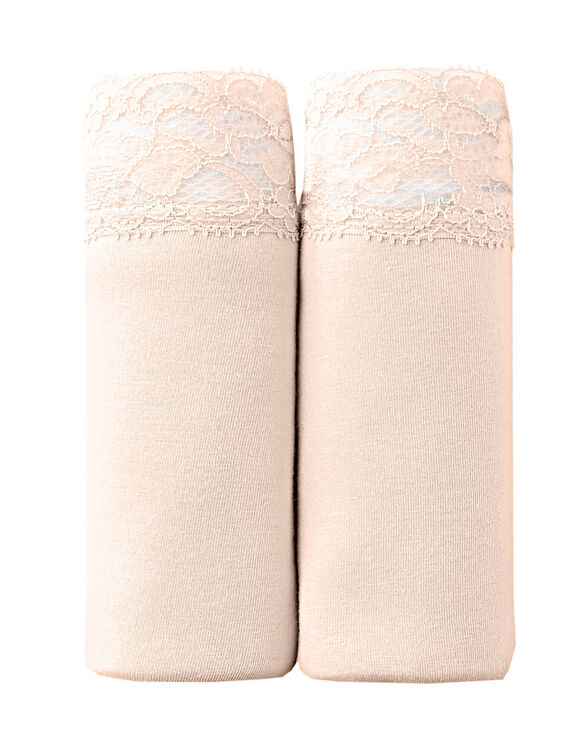 Culotte panty coton et dentelle - lot de 2 (peau)