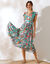 Robe longue imprimée, sans manches (vert / rose)