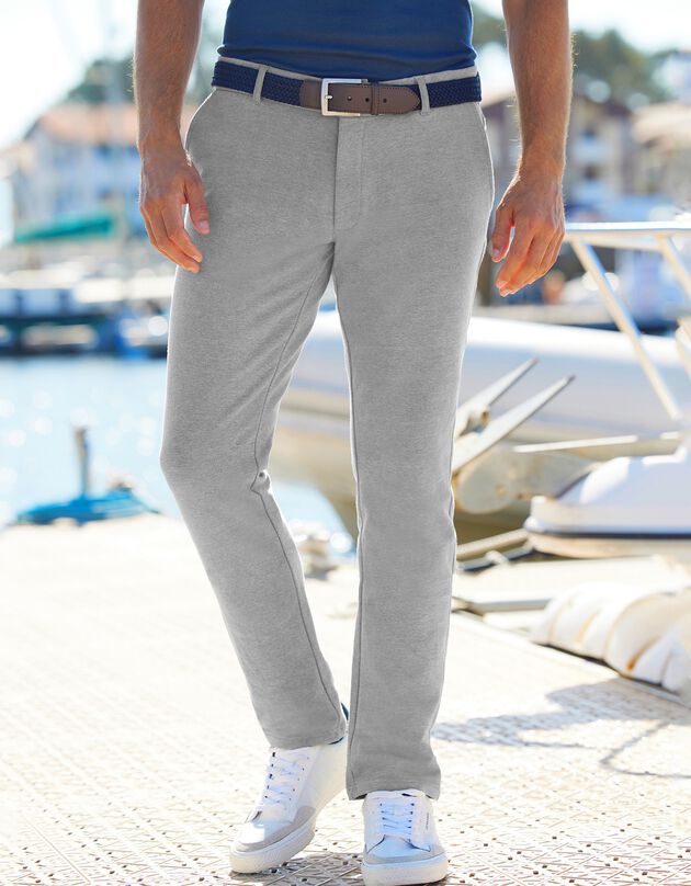 Pantalon en molleton coupe chino (gris)