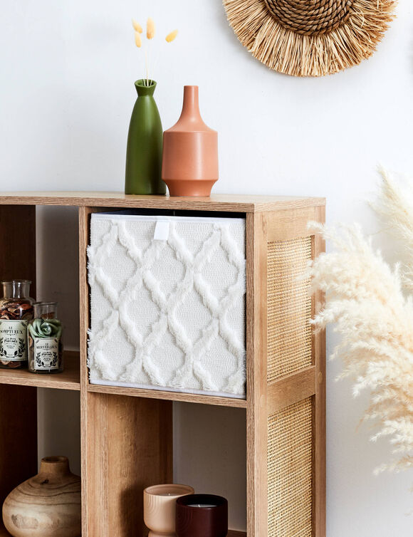 Opvouwbare kubus voor opberging, getuft stof (beige)