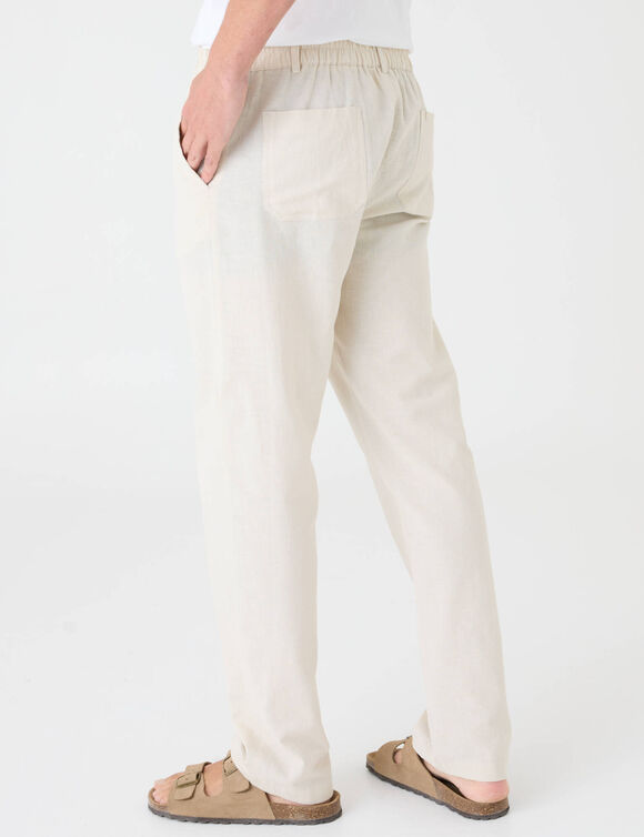 Pantalon coton lin ceinture 3/4 &eacute;lastiqu&eacute;e  (gr&egrave;ge)