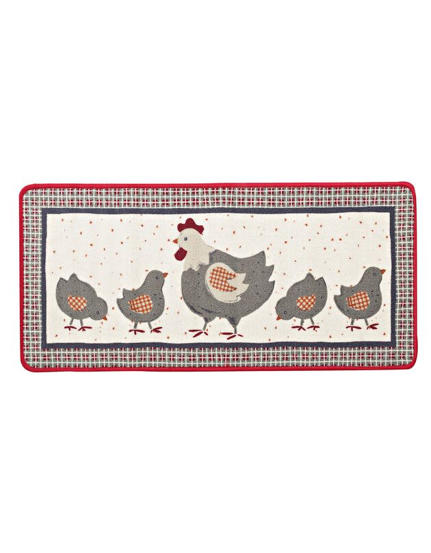 Tapis cuisine motif cocotte et ses poussins (unique)