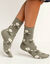 Chaussettes imprim&eacute;es fleurs - lot de 3 paires (kaki + rose + beige)