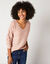 Trui met V-hals, patenttricot met zachte touch (poederroze)