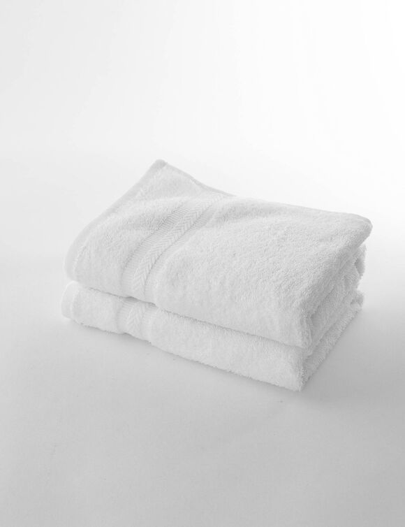Collection serviettes de bain unies 420 g/m2 confort moelleux (blanc)