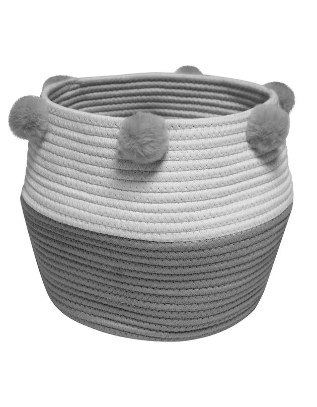 Panier de rangement déco à pompons Suzy gris/blanc (gris / blanc)