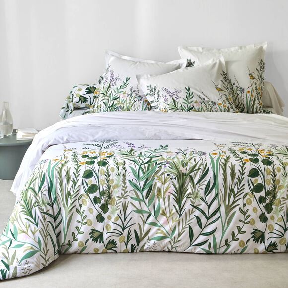 Linge de lit Alice en coton imprimé (wit / groen)