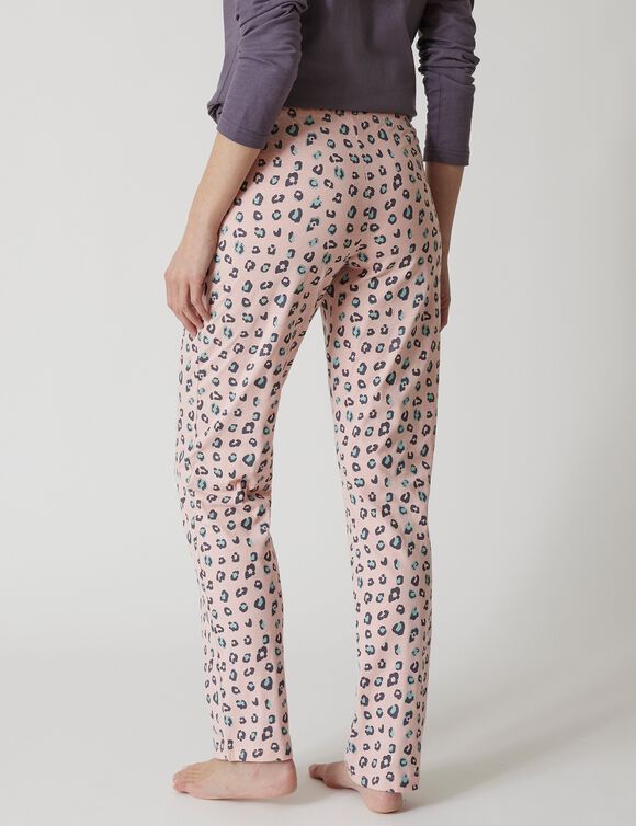 Pantalon pyjama coton imprimé "Beautiful" (rose)