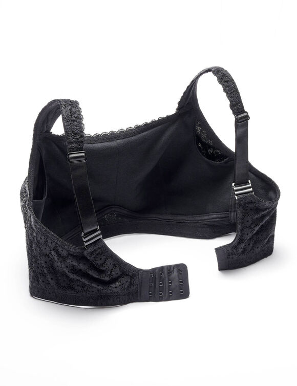 Soutien-gorge post-op&eacute;ratoire dentelle doubl&eacute;e coton forme embo&icirc;tante - sans armatures (noir)