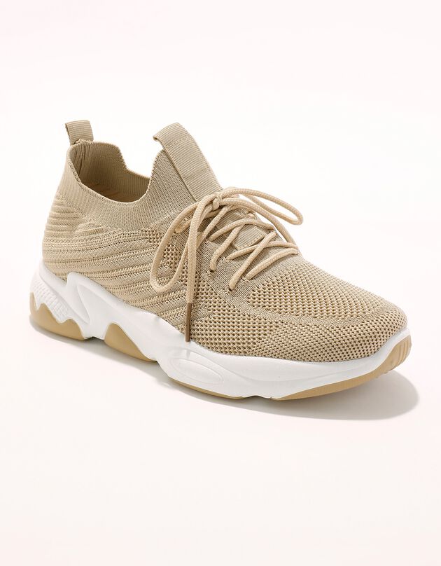 Baskets de sport légères à lacets (beige foncé)