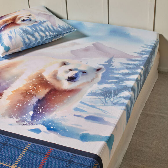 Linge de lit imprimé Ben en coton (blauw)