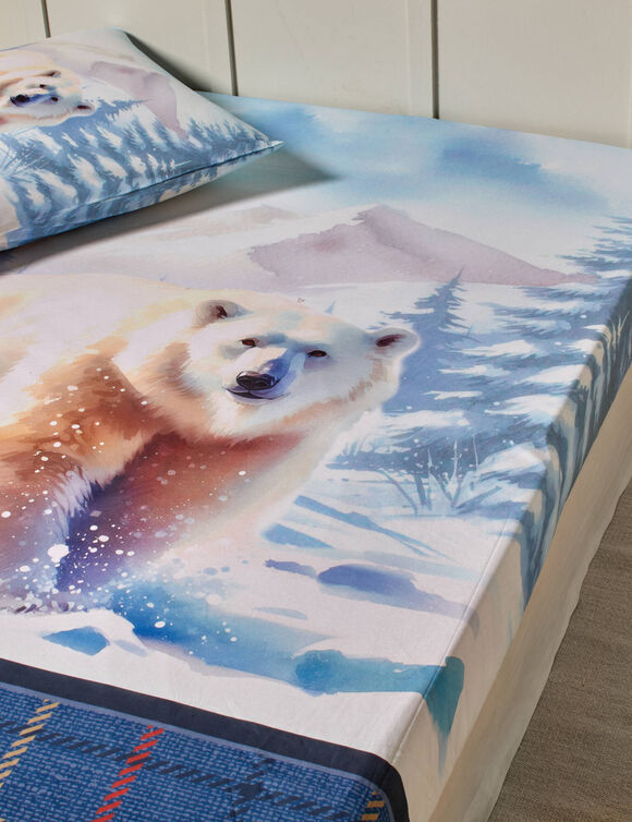 Linge de lit imprimé Ben en coton  (blauw)