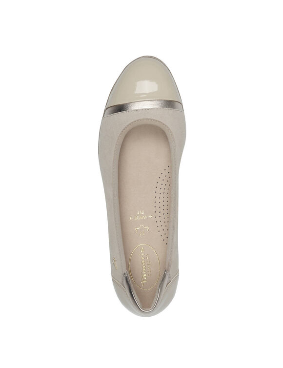 Leren ballerina's met sleehak (beige)