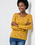 T-shirt imprim&eacute; manches longues en coton biologique(**) (curry)