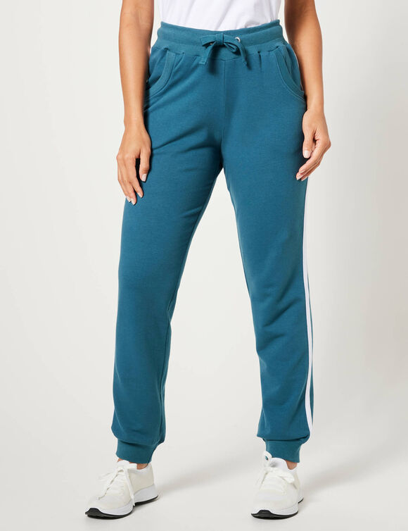 Tweekleurige joggingbroek (eendenblauw / wit)