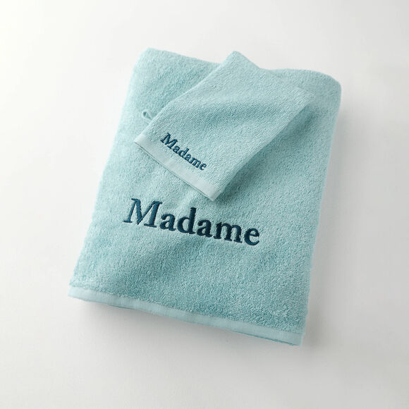 Collection serviettes de bain 420 g/m&sup2; brod&eacute;es "MADAME" (vert d'eau)