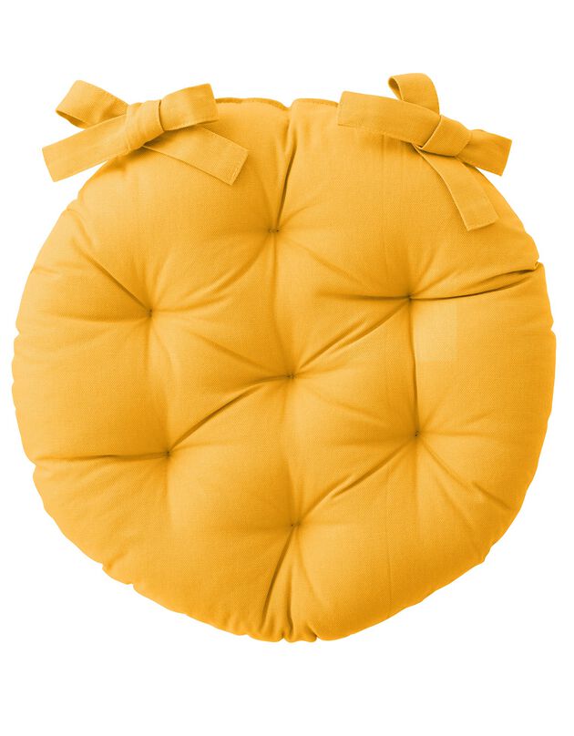 Galette de chaise ronde unie coton - lot de 2, jaune, hi-res