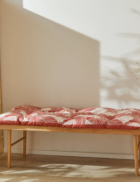 Long coussin déco imprimé feuillage (terracotta)