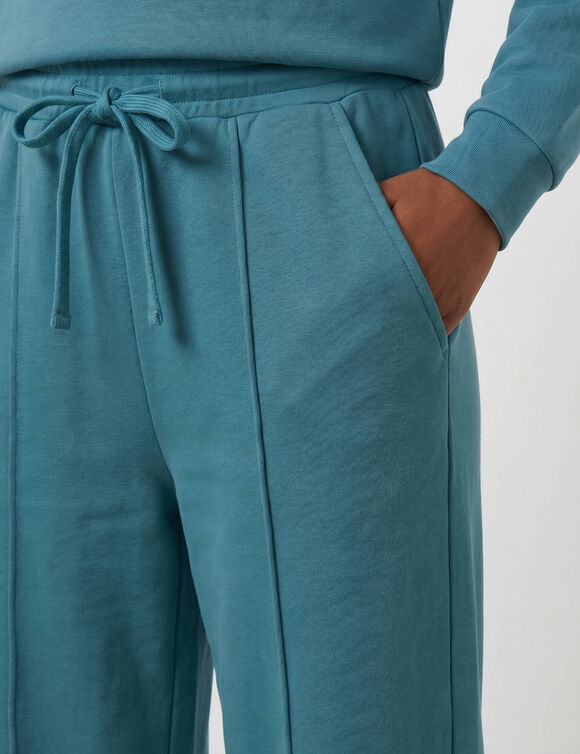 Pantalon coupe large, taille &eacute;lastiqu&eacute;e, maille milano (bleu)