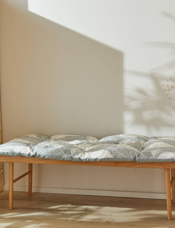 Long coussin déco imprimé feuillage (gris perle)