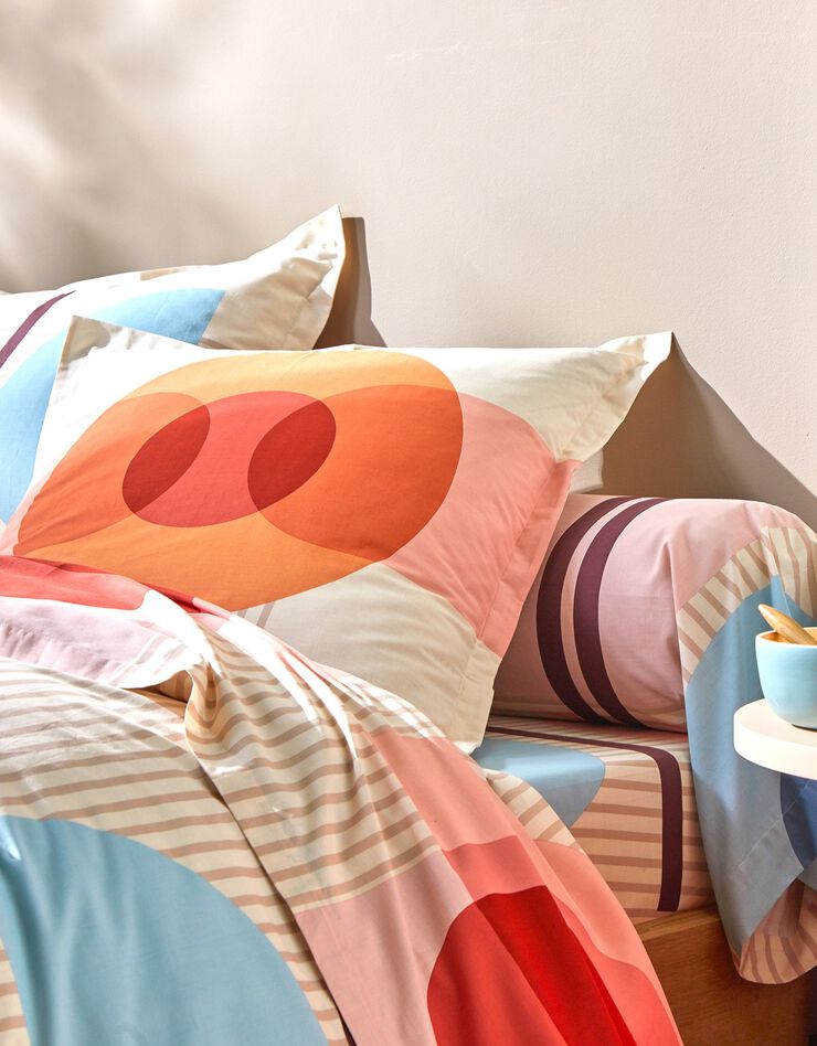 Linge de lit Move imprimé géométrique multicolore - coton (beige)