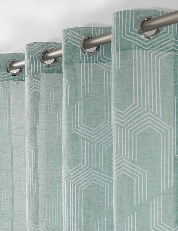 Voilage motif géométrique - finition œillets (céladon)