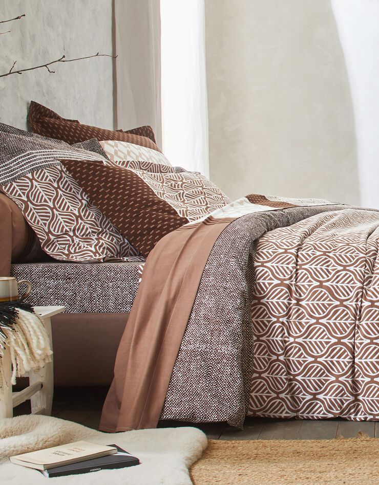 Linge de lit Tommy imprimé géométrique - coton (beige)