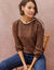 Trui met boothals, streelzacht tricot (chocolade)