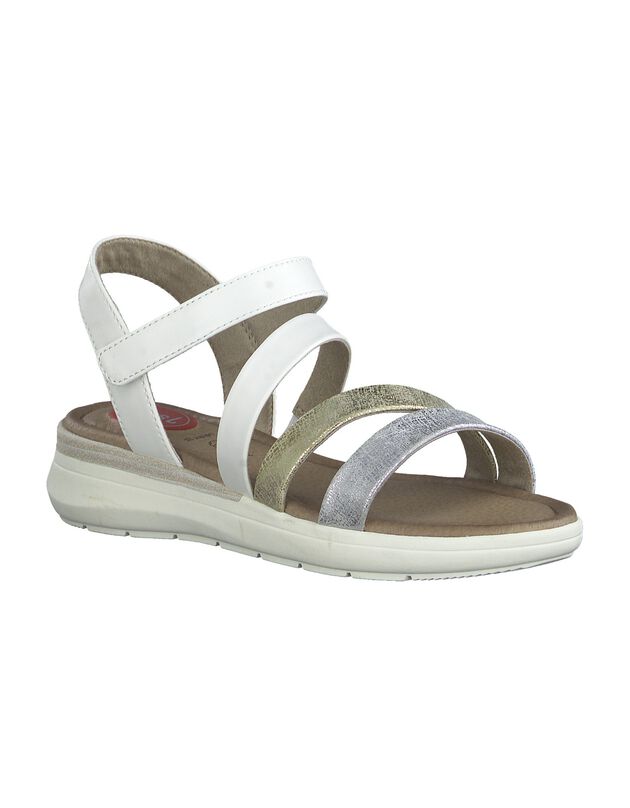 Sandalen met meerdere riempjes en scratchriempje aan de enkel (wit)