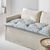 Long coussin d&eacute;co imprim&eacute; feuillage (gris perle)